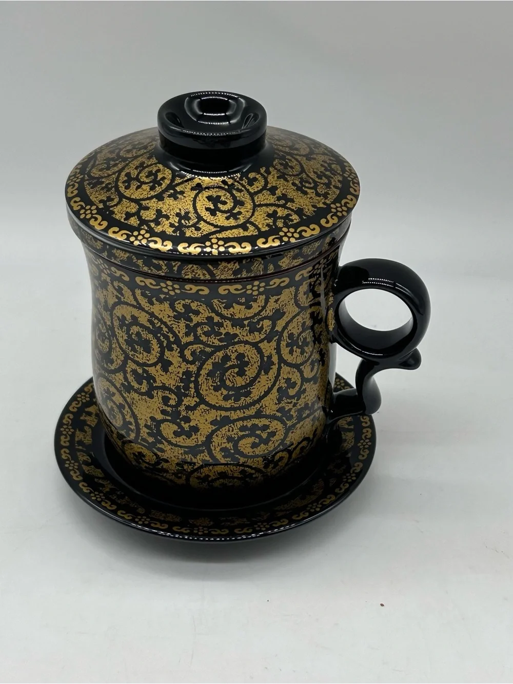 NEW Chinese Tea Cup Diffuser Set Gzhengfu Black Gold
